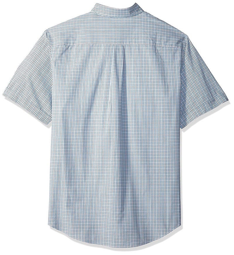 ARROW USA 1851 mens Big and Tall Hamilton Poplins Short Sleeve Plaid Button Down Shirt, Skyway, X-Large Tall US - Image 2